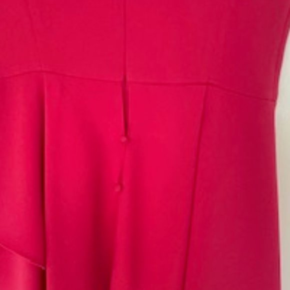 Teri Jon size 6 watermelon asymetrical waist cap sleeves knee length dress - Picture 4 of 11